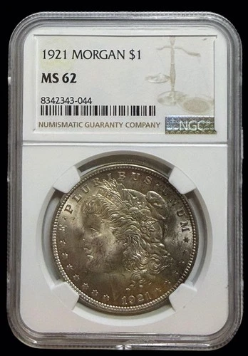 1921-P Morgan Silver $1 Dollar NGC MS62