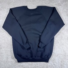 Vintage Hanes Her Way Black Raglan Crewneck Sweatshirt Large Made in USA 90s
