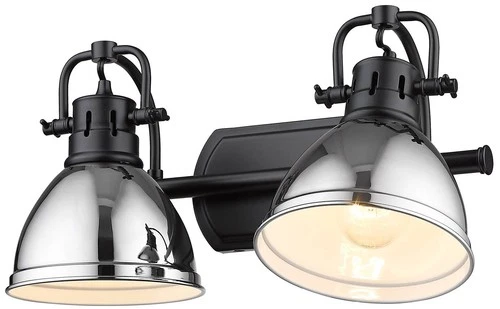 Duncan 16 1/2" Wide Matte Black and Chrome 2-Light Bath Light - Picture 4 of 5