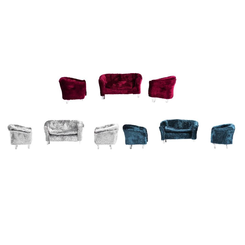 Canapé Miniature 1:12 Pour Maison De Poupée – Fibre De Polyester – Coussins Inclus – Déco Élégante