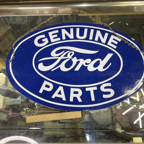 VINTAGE FORD PORCELAIN SIGN OLD GENUINE AUTO CAR TRUCK PARTS DEALER SERVICE