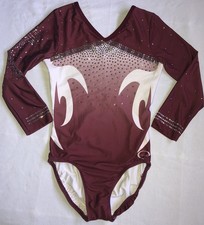 OZONE Crystal Ombre Gymnastics Dance Competition Leotard Burgundy Adult Small AS