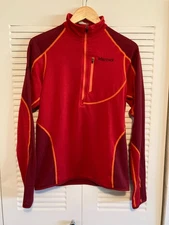 Marmot Thermo 1/2 Zip. Polartec Power Dry Grid Fleece.  Medium.  Team Red/Brick
