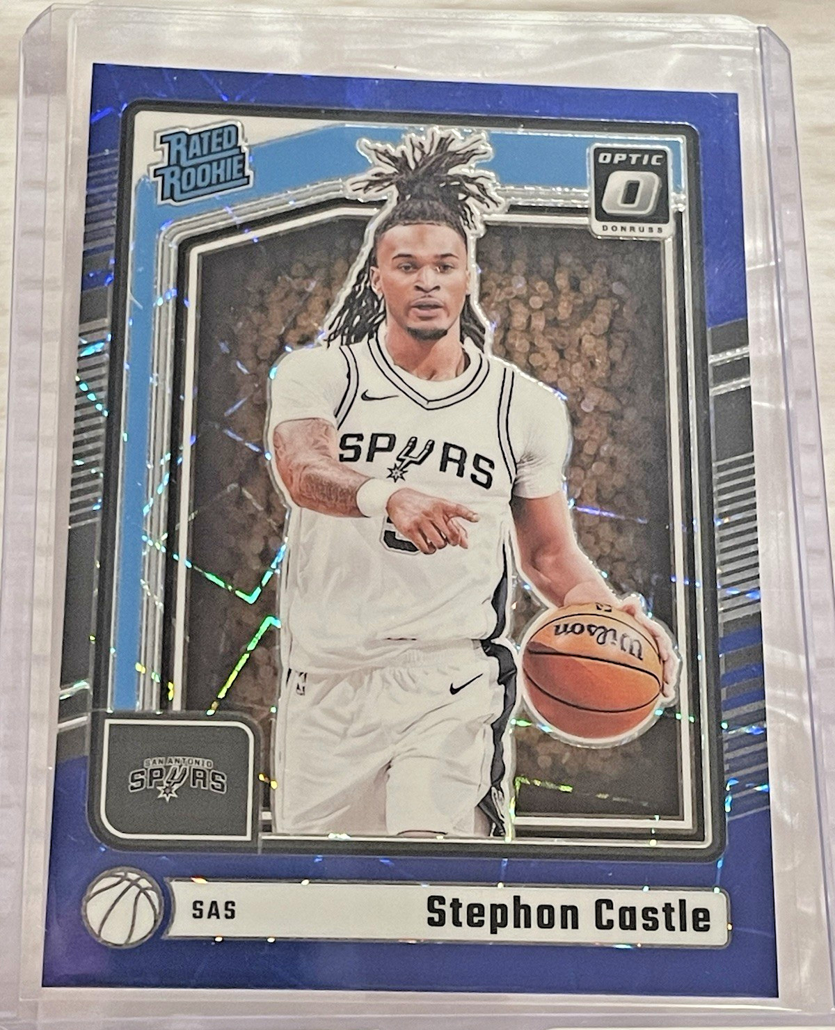 2024-25 Panini Donruss Optic Blue Velocity Rated Rookie Stephon Castle 254 Spurs