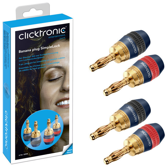 Thumbnail - 5x Clicktronic Bananen-stecker Simplelock, 4er-set