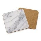 WHITE & GREY MARBLE EFFECT VEINED DRINKS COASTER MAT HARDBOARD SQUARE SET X4