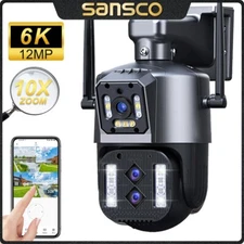 8MP WiFi Wireless PTZ IP Camera Security CCTV Dual-Lens Waterproof 2-Way Audio