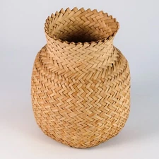 Handwoven Rarámuri Basket Made from Sotol Fiber Double Wall Herringbone Mexico
