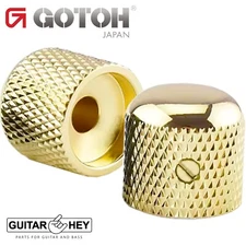 NEW (2) Gotoh VK1-19 - Control Knob - DOME - Bass, Guitar 6mm hole, METAL - GOLD