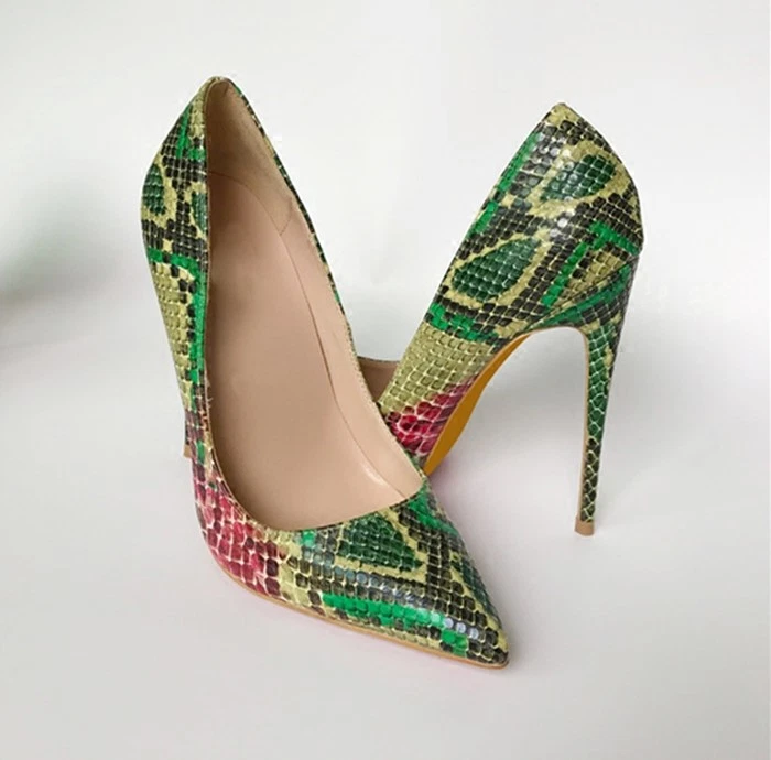 Snake pattern cheap heels