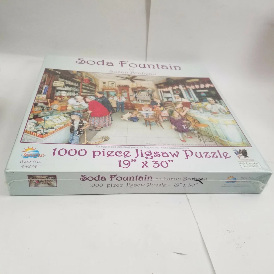 Rompecabezas de 1000 piezas fuente de soda de los años 50 nuevo en caja sellada ~ por Susan Brabeau Foto 2 de 4