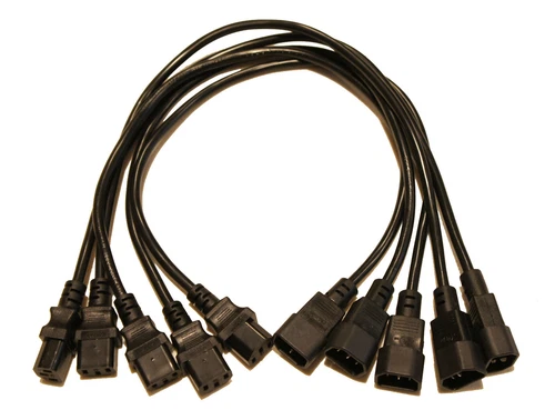 Lot of (5) 2' foot IEC 320 NEMA C13 C14 10A 18AWG PDU to CPU AC Power Cords