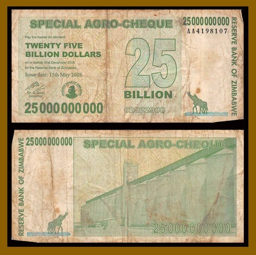 250 pcs x Zimbabwe 25 Billion dollar agro cheque banknotes- bundle - Picture 11 of 11