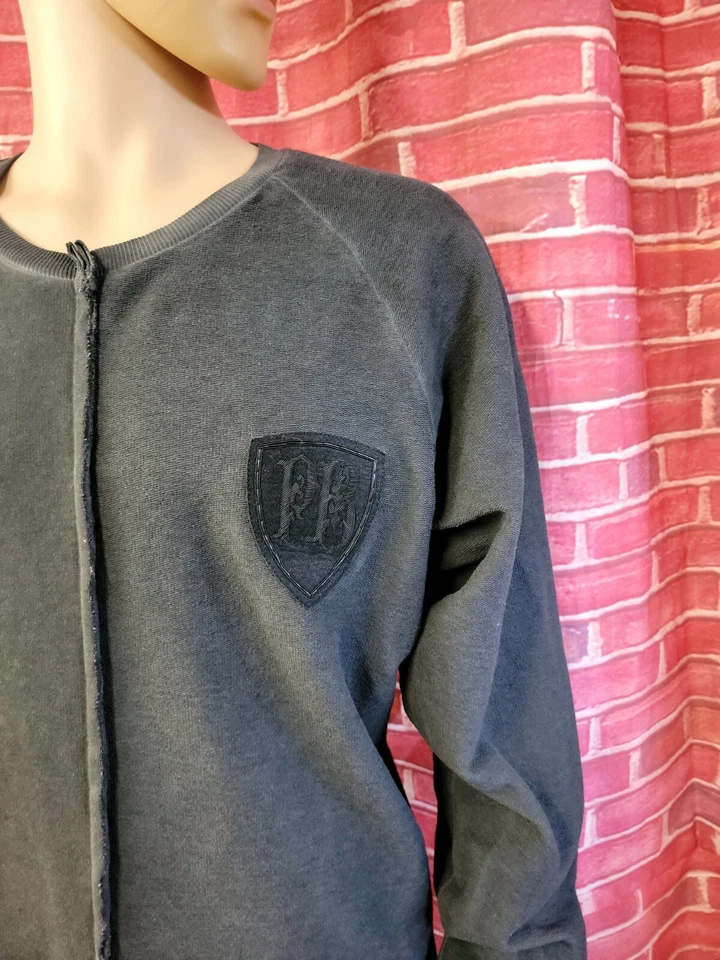 Pierre Balmain "PB" Motociclista Manga Larga Cuello Redondo Gris Lavado Sudadera 50 Usada en Excelente Condición! #C Foto 2 de 4