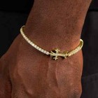Design Cross Tennis Bracelet Gold Men’s 18K Gold Plated Moissanite Modern