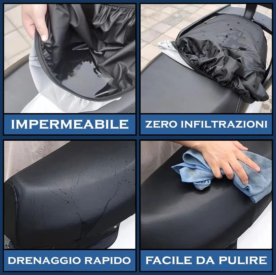 COPRISELLA UNIVERSALE IMPERMEABILE IN ECOPELLE PER MOTO SCOOTER VARIE TAGLIE - Imagen 2 de 4
