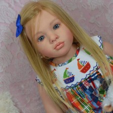Painted Reborn Doll Kit 40in Toddler Girl DIY Part Rooted Hair Cloth Body Gift