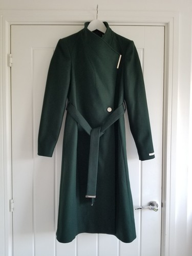 Ted Baker Rose Wool Wrap Coat Dark Green Size 1 UK8 Belted Cashmere BNWT £325 - Picture 5 of 18