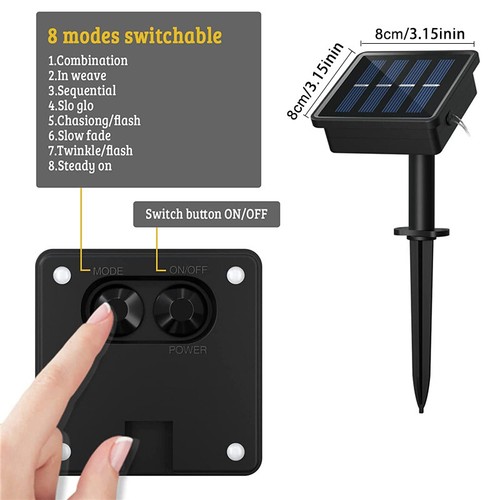 Xmas Party Garden Decor Solar String Lights LED Outdoor Waterproof 39FT White - Picture 8 of 10