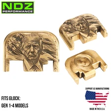 NDZ Brass Glock Gen 1-4 17 19 23 26 34 40 Donald Trump Slide Cover Back Plate