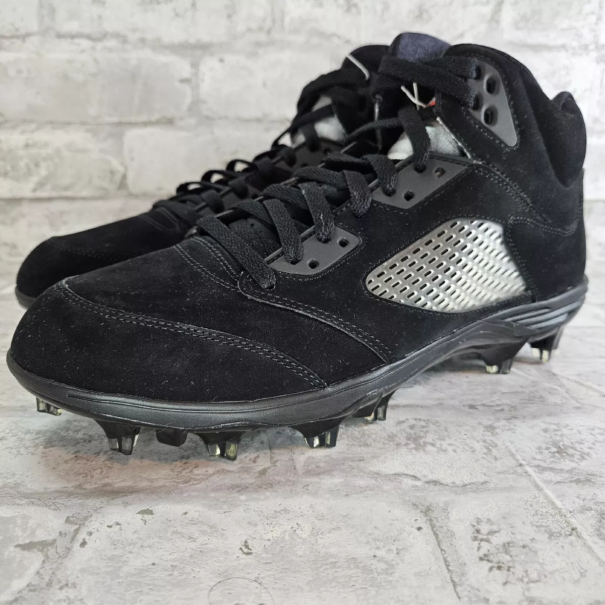 Air Jordan Retro 5 Black Metallic Cleats CQ2068 001 NEW