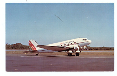 Air New England Douglas DC-3 Airplane Airline Aircraft Vintage Postcard