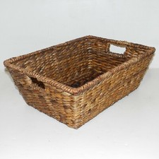 Vintage Rectangular Wicker Basket W/ Handles