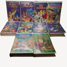 Vintage Walt Disney Black Diamond Classic Set 10 VHS Tapes Clamshell Case Films