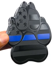 Metal American Thin Blue Flag Dog Paw Auto Fender Emblem Decal Trucks 4" x 3"