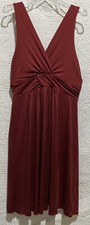 Red V-neck Stretchy Knee Length Woman’s Formal Dress- Wedding, Formal, Party-NWT