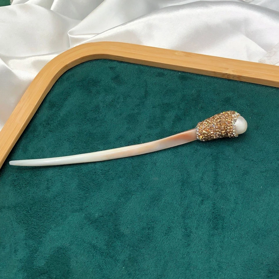 Ретро натуральный Южных морей раковина инкрустация белый барокко жемчуг аметист драгоценный камень дуга шпилька - Изображение 4 из 4