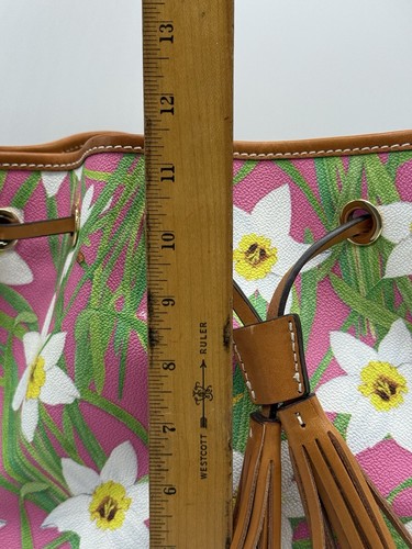 Dooney & Bourke Narzisse Kordelzug Eimer Beuteltasche rosa Canvas Blumen Sommer Handtasche - Bild 6 von 21
