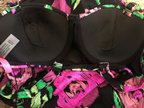 NEW BETSEY JOHNSON BRIGHT FLORAL ONE PIECE SWIMSUIT RUCHED SZ Large - Picture 12 of 12