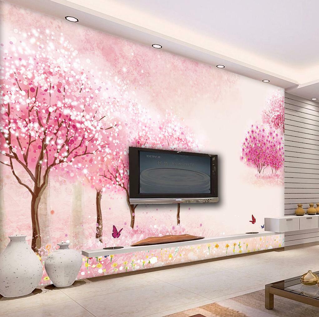 3D Pink Tree ZHU6589 Wallpaper Wall Mural Removable Self-adhesive