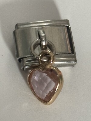 Funkelndes blassrosa rosa baumelndes Liebe Herz Charm Link für ein Nomination Armband