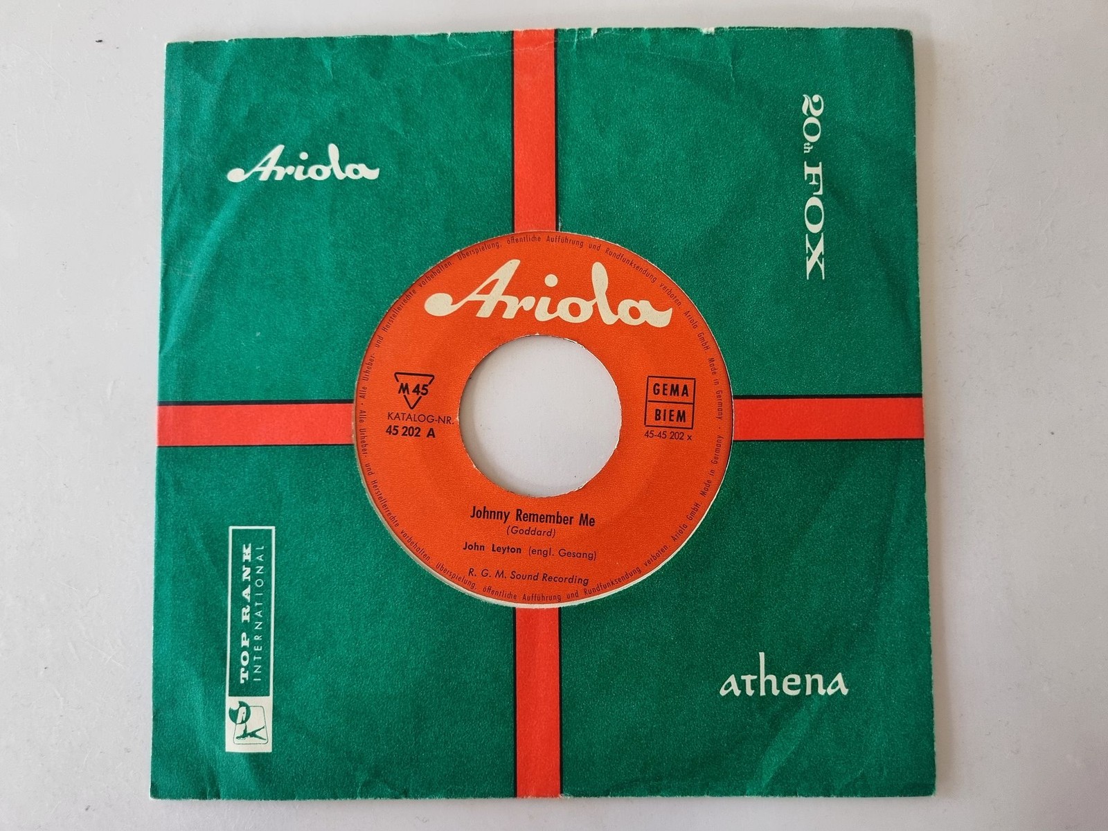 John Leyton - Johnny Remember Me 7'' Vinyl Germany