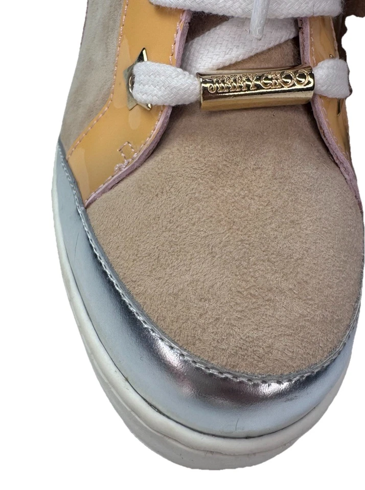 Jimmy Choo Beige Gamuza y Charol Panamá Cuña Tenis Talla 36.5 Foto 3 de 4