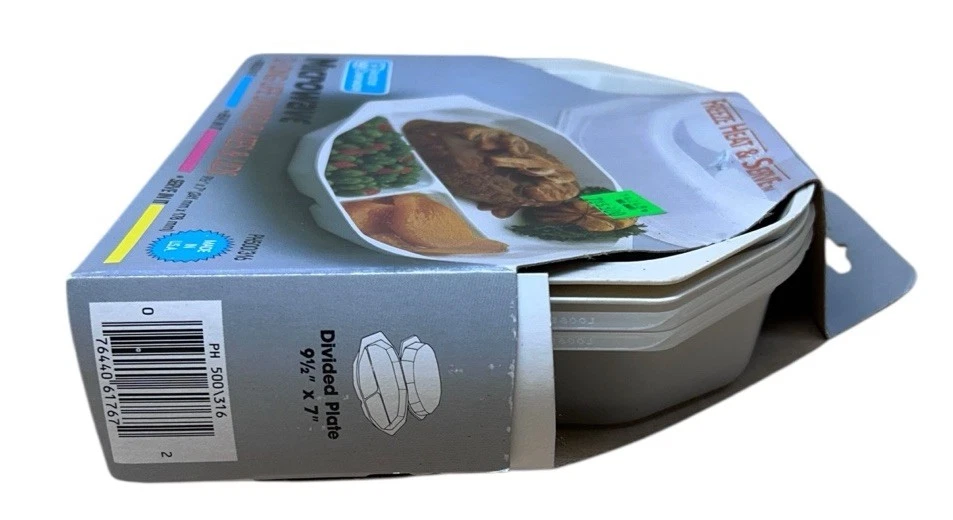 VTG NOS Anchor Ovenware Microwave 2 Long Life Divided Plates & Lids PH500/316 - Image 4 of 4