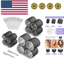 Self Grip Hair Rollers and Curlers Set - 24 Pieces with 3 Sizes 4 Jumbo, 4 La...
