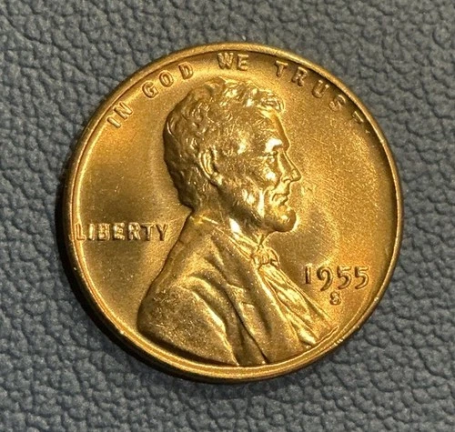 1955-S Lincoln Wheat Cent – Bright Red GEM BU