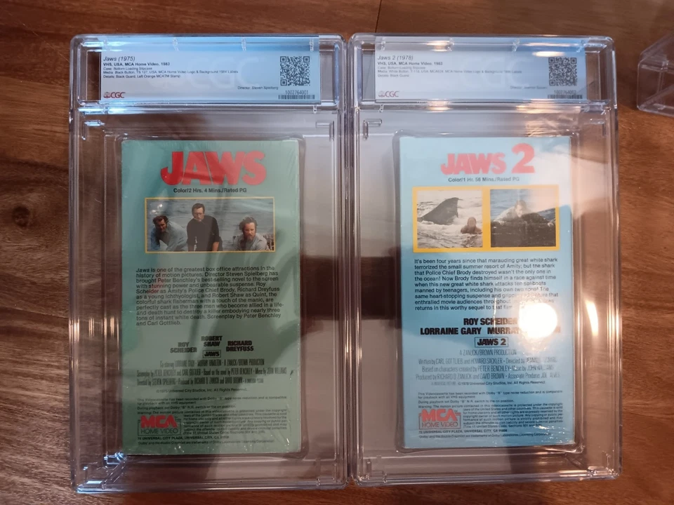 1983 Jaws 1 & 2 (Complete W/Wrap No Seal) + 1993 Jaws 3 + 1988 Jaws Revenge Seal Foto 3 de 4