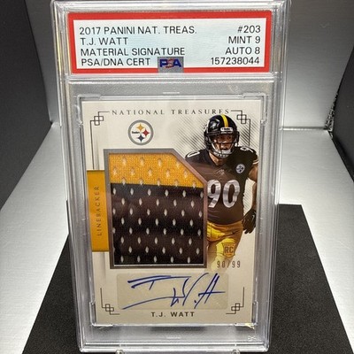 2017 National Treasures TJ Watt #203 Material Signature 90/99 PSA 9 JERSEY #