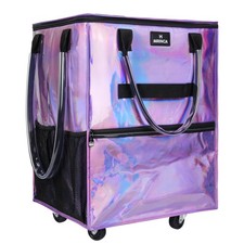 Reusable Grocery Bag On Wheels, 70L Foldable Rolling Tote with 6 Pockets