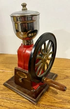 Vintage Mr. Dudley International Red Cast Iron Coffee Grinder