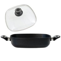 Baf BräTer Eckig 28 X 28 Cm Aluguss Hochrand Antihaft Beschichtet Mit Glasdeckel