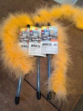 3 Feather Cat Wand Toy Play Furry Fuzzy -ORANGE ONLY.   2-PO-118 