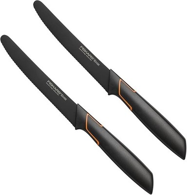 Fiskars Edge Tomatenmesser Set 2er Wellenschliff rostfrei Schwarz