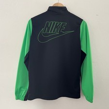 Nike Kids Track Jacket Zip-Up Spellout Logo Pockets Unisex Black Green Youth XL