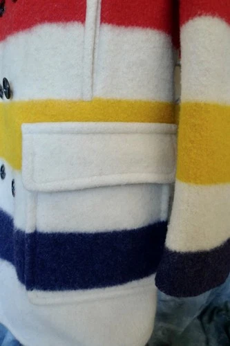 SUPERB! Mens HUDSON BAY Co HBC WOOL 4 POINT Blanket Coat Jacket STRIPED CLASSIC! image 12