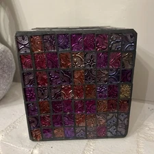  Unique Multicolor Mosaic Glass Tile Tissue Box Cover New Heavy  